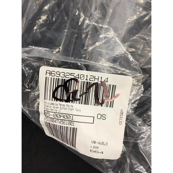 Attitudes by renee stretch woven button front tunic petite 1X black new QVC - Picture 4 of 4